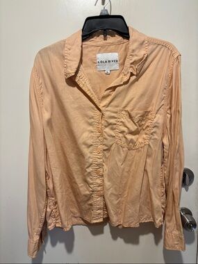 Lola River Women's Peach Button-Down Shirt Jacket
